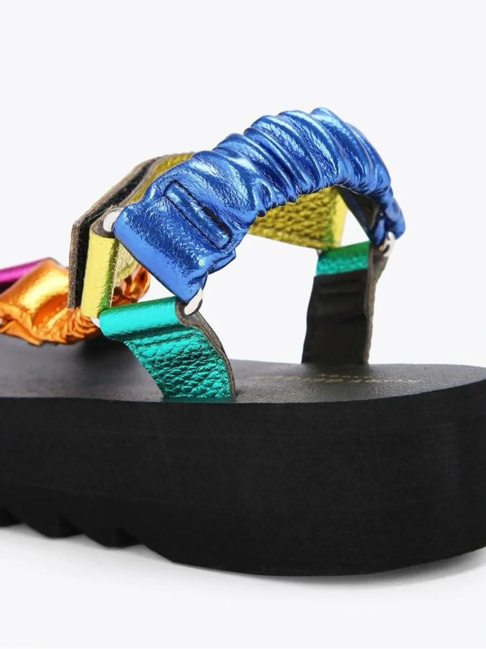 Kurt Geiger London Kids MINI ORION SANDAL Rainbow Metallic Strap Size 3/ EU 34